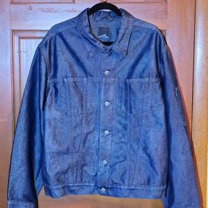 Vintage 1990s Levi's Silvertab Trucker Jean Jacket Metallic Blue Denim Size XL